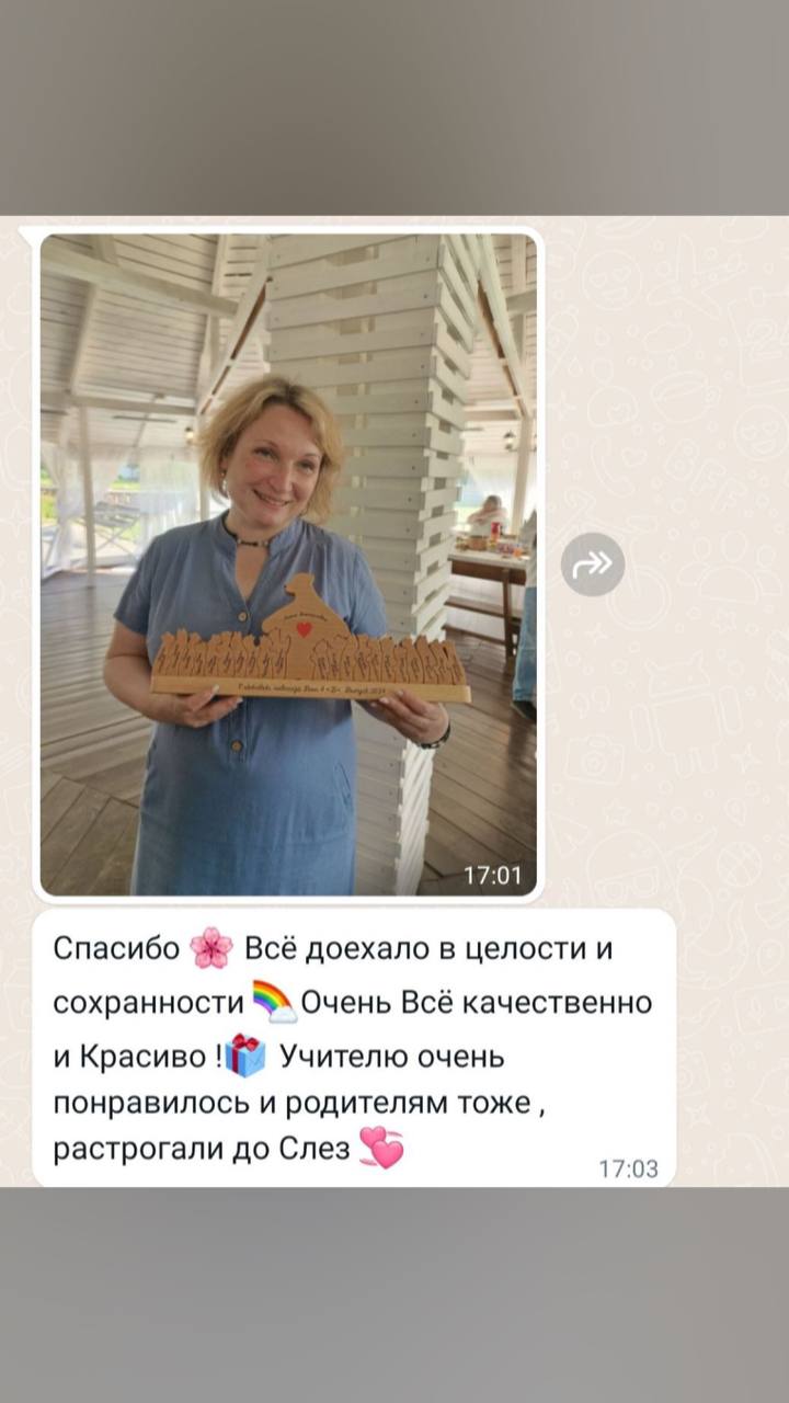Фото подарка и сообщение заказчика